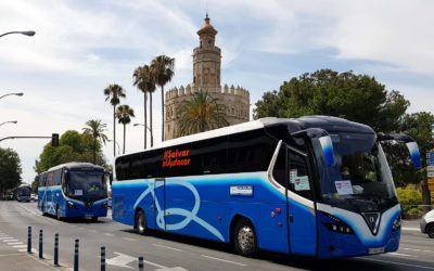 Éxito de la manifestación para exigir ayudas al sector del transporte discrecional y turístico de viajeros