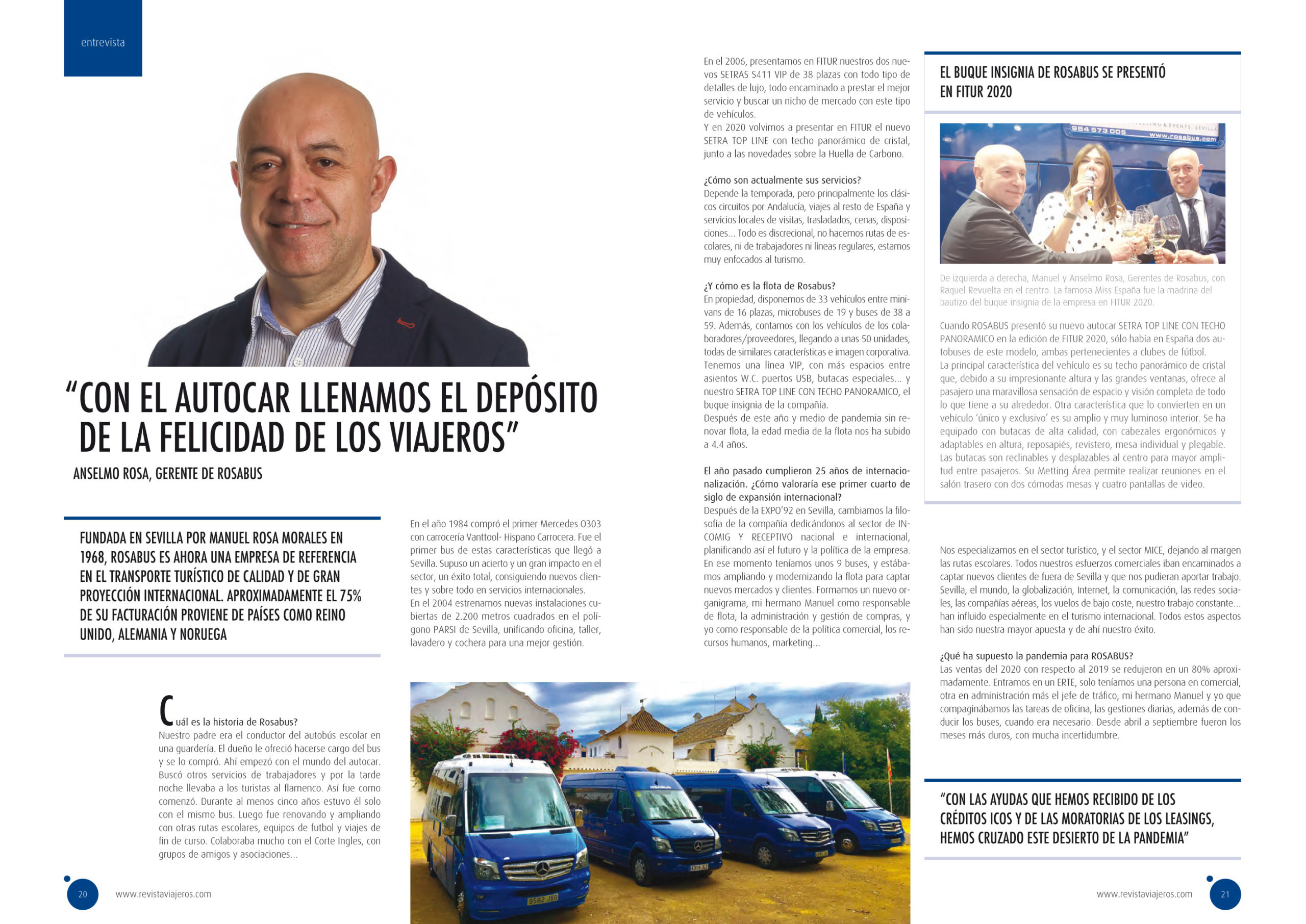 Entrevista a Anselmo Rosa, CEO de Rosabus, en la revista Viajeros